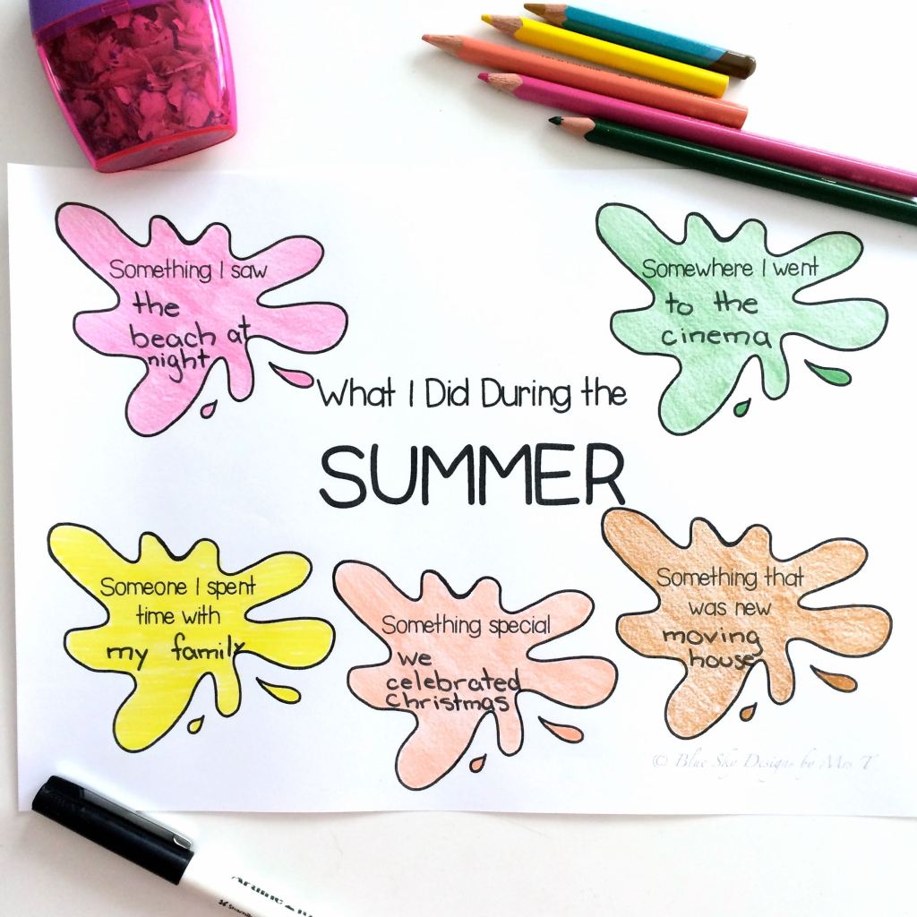 Summer Holiday Reflection Worksheet