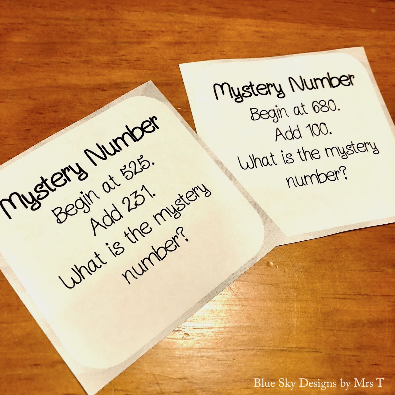 Mystery Number Maths Assessment